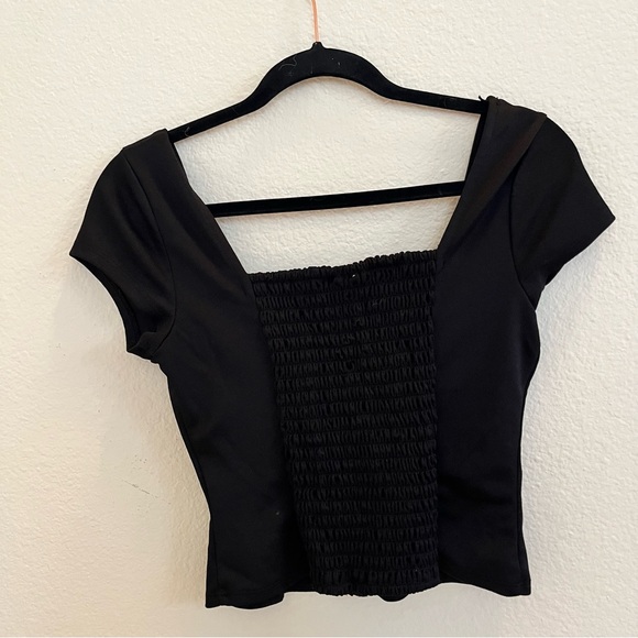 Black Corset Crop Top Structured Bustier Whimsy Goth Square Neck - Picture 9 of 9